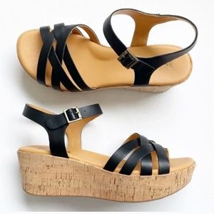 Korks Kork Ease Platform Strappy Wedge Sandals Black
